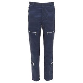 Dior Homme navy silver zipper carpenter pocket straight leg cargo pants Bleu Bleu Marine
