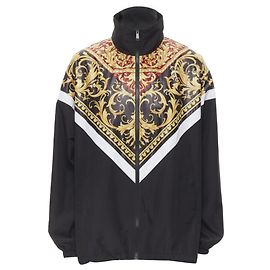 Chaqueta de chándal de nylon negra y roja con estampado Barocco Le Pop Classique de Versace Negro