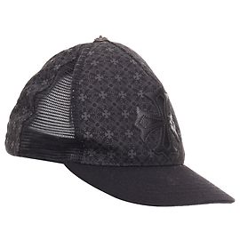 Boné trucker em couro de cordeiro preto Chrome Hearts com patch de cruz de cemitério 53-60cm Preto