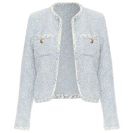 Céline Jaqueta de lã e algodão bouclê azul bebê branco com acabamento em tweed Celine 2023 S Azul
