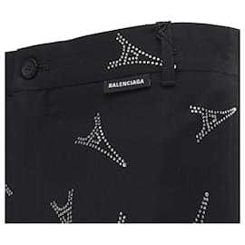 Balenciaga-Calças de cristal Balenciaga Demna Runway Torre Eiffel-Preto