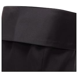 Saint Laurent-Saint Laurent black virgin wool silk strapless satin panel jumpsuit-Black