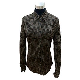 Camicia Fendi FF Zucca in rayon, nylon e poliestere Marrone Nero