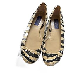 Jimmy Choo Zebra Print Suede Ballet Flats Black Beige Black Beige Zebra print