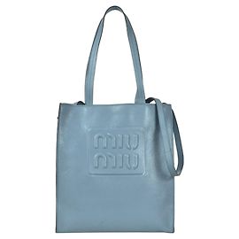 Miu Miu Madras Tote Bag Hellblau