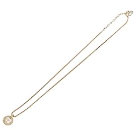 Runder Anhänger CD Christian Dior Halskette Metall Golden
