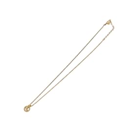 Runder Anhänger CD Christian Dior Halskette Metall Golden