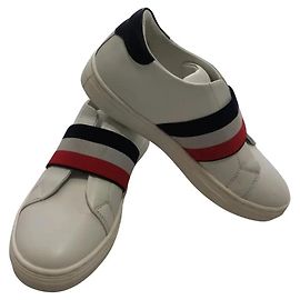 Tênis Moncler infantil de couro branco tamanho 32 Branco