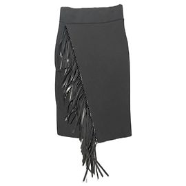 Falda Pinko negra de viscosa con flecos Negro
