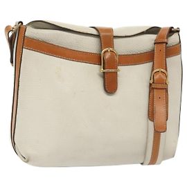 Céline Borsa a Spalla in Pelle Bianca e Argento CELINE Auth bs29347 Argento Bianco