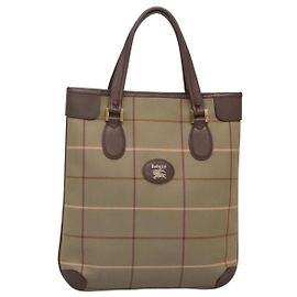 Autre Marque Burberrys Nova Check Tote Bag Canvas Beige Gold Auth ep10702 Beige Golden