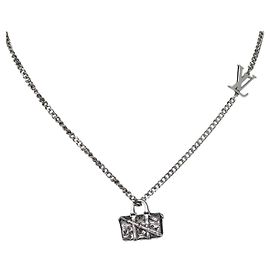 LOUIS VUITTON Collier LV Keepall Necklace metal Silver M00914 LV Auth 142404M Silvery