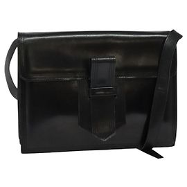 Bolsa de Ombro de Couro Preta e Dourada SAINT LAURENT Auth bs29361 Preto Dourado