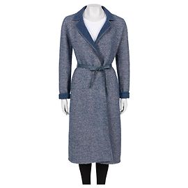 Loro Piana Blue Wool & Alpaca Belted Coat Sz. 42 M Blue