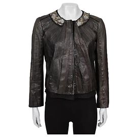 Roberto Cavalli braune Schlangenleder-Suede-Jacke - Größe 42 Schwarz