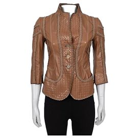 Bottega Veneta Brown Leather Jacket - Size IT40 / S Brown