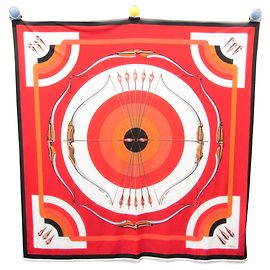 Bufanda de seda Hermès Carre ARCS EN CIEL Roja Naranja