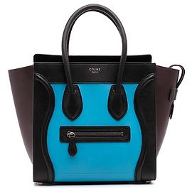 Céline Celine Blue Micro Tricolor Leather Luggage Tote Blue