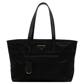 Prada Black Medium Saffiano Trimmed Re Nylon Re Edition 1978 Tote Black
