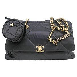 Sac Cabas Bowling Large Chanel Noir Satin Noir