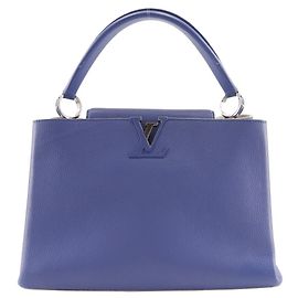 Borsa Capucines in pelle MM Louis Vuitton Blu