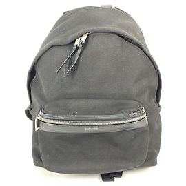Yves Saint Laurent Logo Backpack in Black Black
