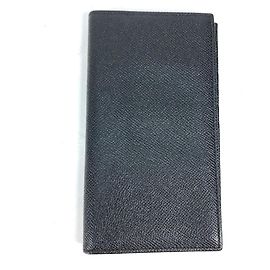 Bulgari Bvlgari Black Leather Bi-fold Long Wallet Black