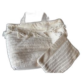 Bolso de playa Chanel de algodón beige con bolso Beige