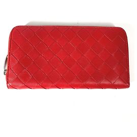 Bottega Veneta Intrecciato Leather Long Wallet Red