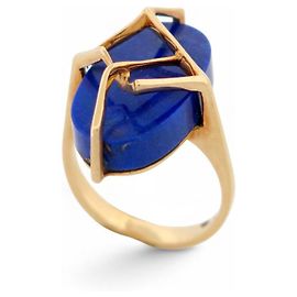 VINTAGE FRED RING T54 AUS 18K GELBGOLD MIT LAPISLAZULI STEIN 9GR Golden