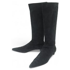 PRADA SCHWARZE WildlederSTIEFEL GRÖSSE 38 IT 39 FR Schwarz