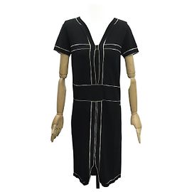 VESTIDO SIN MANGAS CHANEL P47675 M 38 ALGODÓN BICOLOR NEGRO BLANCO Otro