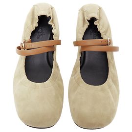 Sapatilhas Ballet Maryjane em Camurça Jolly da Hermès Marrom Bege