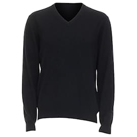 Hermès-Hermes cashmere black V-neck minimal classic sweater-Black