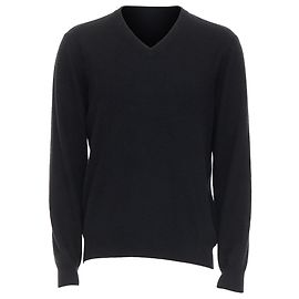 Minimalistischer klassischer V-Ausschnitt-Pullover aus schwarzer Kaschmirwolle von Hermès Schwarz