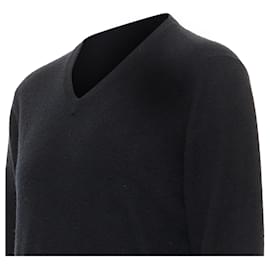 Hermès-Hermes cashmere black V-neck minimal classic sweater-Black