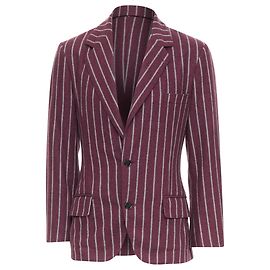Blazer de lana rayado burdeos y gris con bolsillo de solapa de Dolce & Gabbana Roja Burdeos
