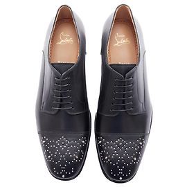 Christian Louboutin Maltese black silver stud embellished lace up derby Black