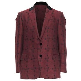 Etro wine red velvet trim wool silk single breasted floral blazer Red Dark red