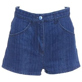 Shorts de Denim Trompe Loeil com Logo CC da Chanel Azul