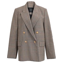 Blazer duplo com estampa xadrez Joseph e bolsos em lã marrom Marrom