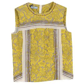 Top sin mangas de brocado floral amarillo de algodón de Prada Amarillo