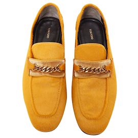 Mocassins de veludo com corrente G em pelo de bezerro amarelo mostarda de Tom Ford Amarelo