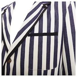 Gucci-Gucci navy cream cotton anchor buttons striped nautical blazer-Blue,Navy blue
