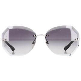 Gafas de sol redondas de acetato Chanel en metal plateado Gris