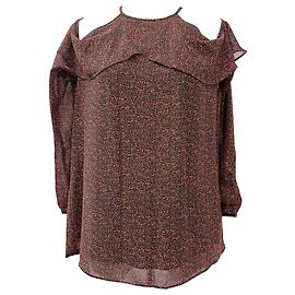 Michael Michael Kors Ruffled Paisley Off Shoulder Top in Multicolor Polyester Multiple colors