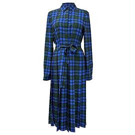 MSGM Checked Midi Dress in Multicolor Polyester Other