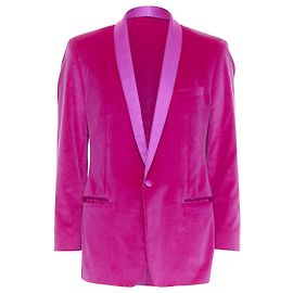 Blazer esmoquin de terciopelo rosa en mezcla de algodón y seda de Dolce & Gabbana Rosa