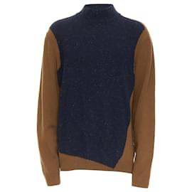 Hermès-Hermes Vintage brown navy colorblocked wool cashmere blend turtleneck top-Brown