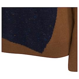 Hermès-Hermes Vintage brown navy colorblocked wool cashmere blend turtleneck top-Brown